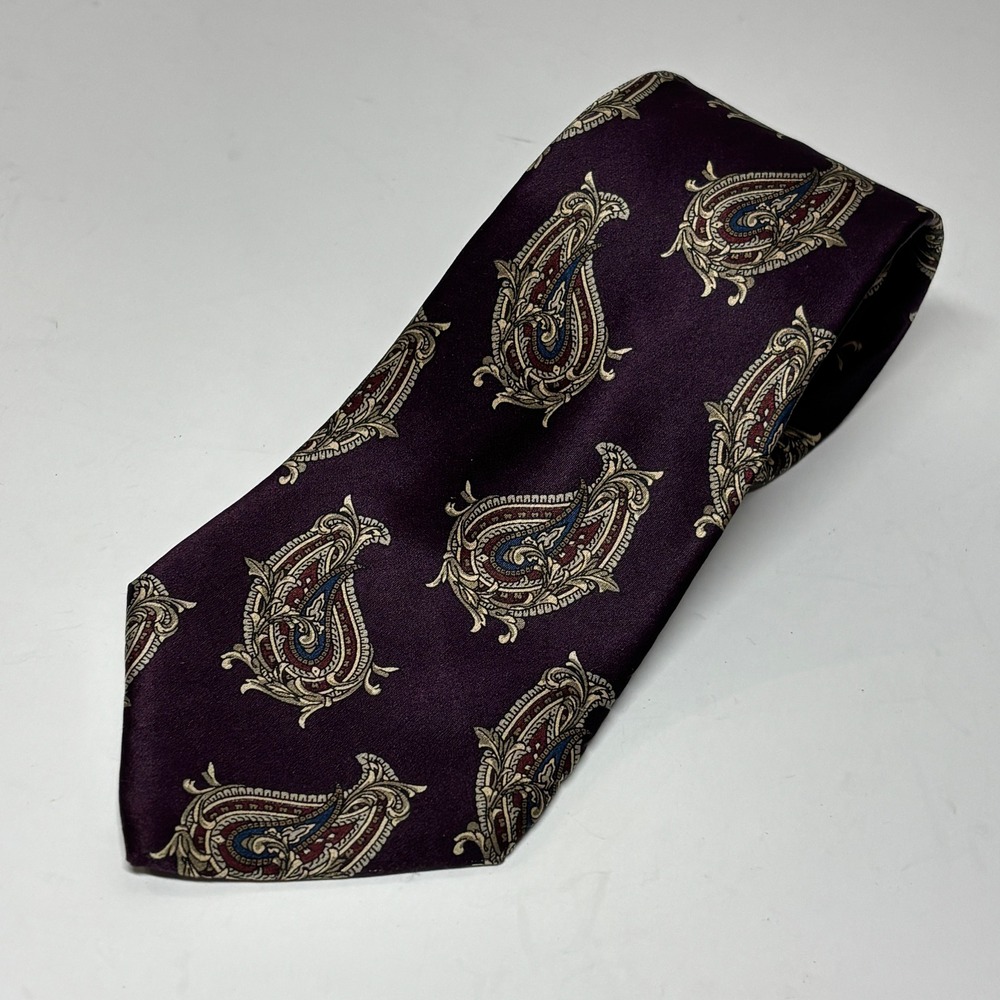 Vtg‎ Christian Dior Necktie Purple Paisley Silk Vintage Monsieur 90's Preppy